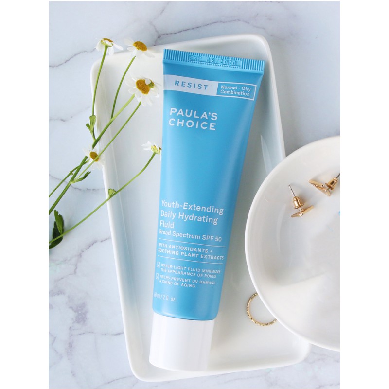 Kem Chống Nắng Paula's Choice Resist Youth-Extending Daily Hydrating Fluid SPF 50 Chống Nắng Phổ Rộng, Ngăn Ngừa Lão Hóa