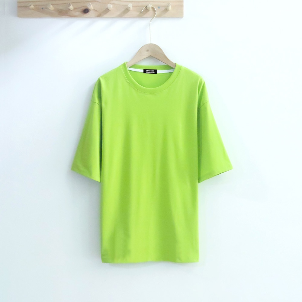 Áo Thun Tay Lỡ Thời Trang 24H Tay Lửng Màu Xanh Chuối Nam Nữ Free Size