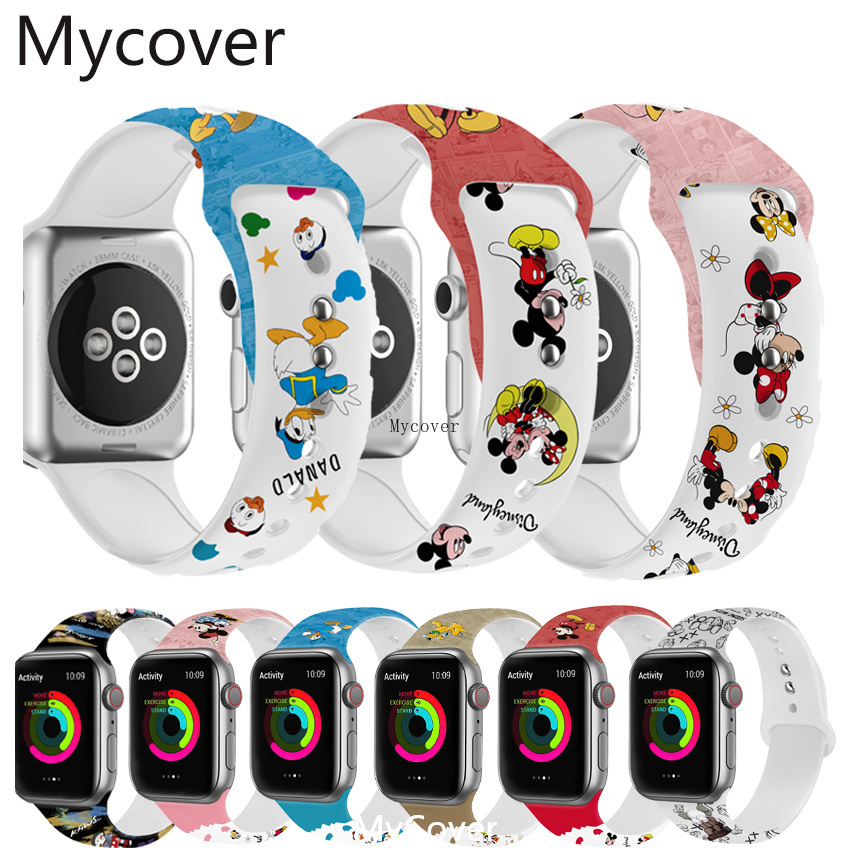 Dây Đeo Đồng Hồ Họa Tiết Hoạt Hình Cho Apple Watch Series 7 6 SE 5 4 3 2 1 iWatch 45mm 44mm 41mm 42mm 40mm 38mm