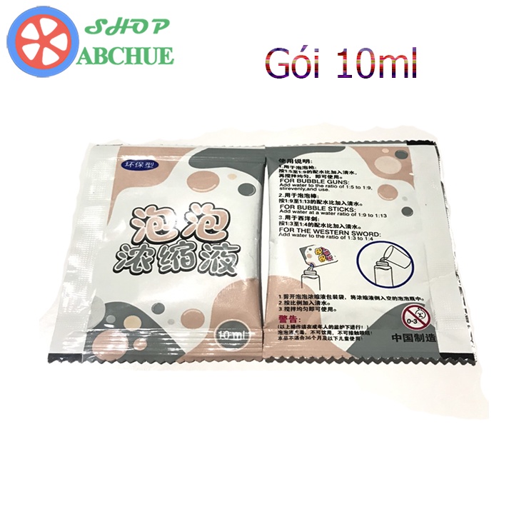 Nước Pha Bong Bóng Xà Phòng gói 10ml Cho Súng Bắn Bong Bóng, Đồ Chơi Thổi Bong Bóng Các loại