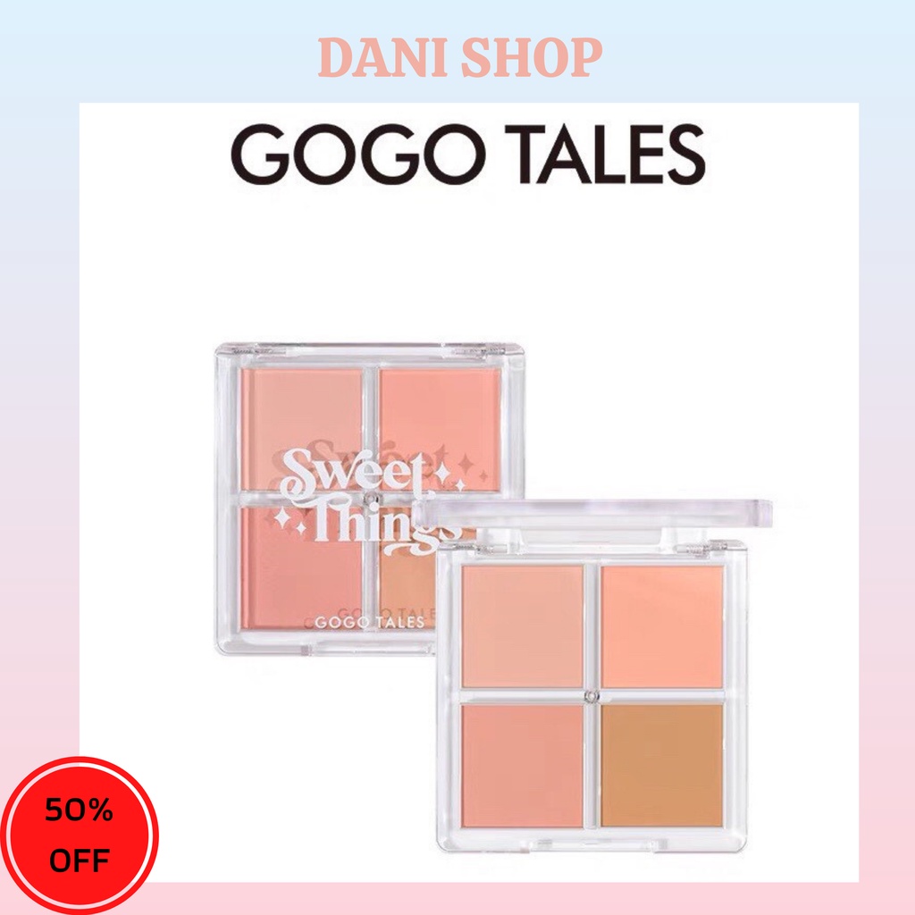 Phấn Má Hồng Gogo Tales 4 Ô Sweet Thing Mềm Mịn 3 Bảng Màu 12g GT307 Nội Địa Trung