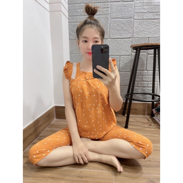xả mẫu Bộ nữ lụa hàn lửng mềm mát size dưới 58kg