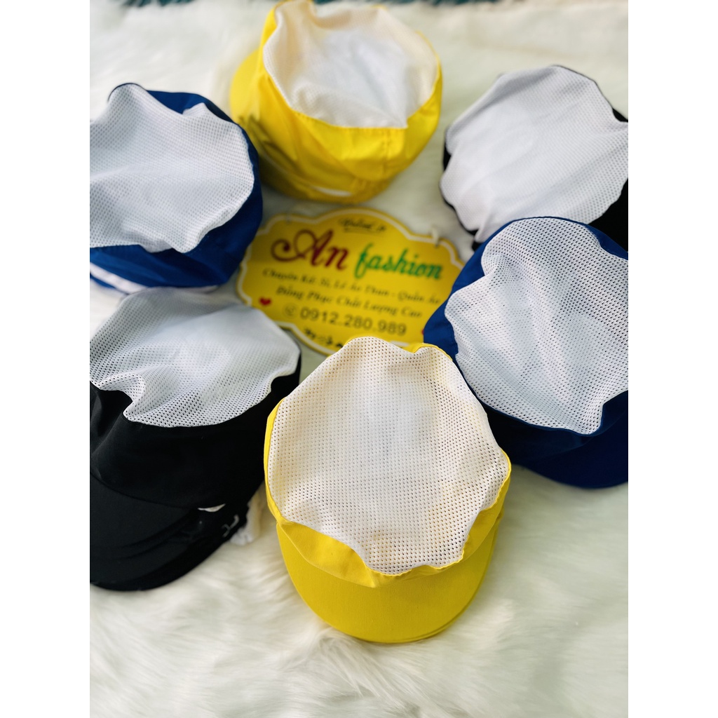 Nón Kết Có Búi Tóc Vải Kaki Phối Lưới Dùng Trong Ngành Thực Phẩm, Thủy Sản _ Xưởng sản xuất trực tiếp