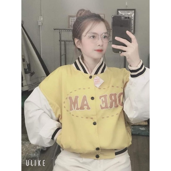 Áo khoác bomber dù 2 lớp croptop cute