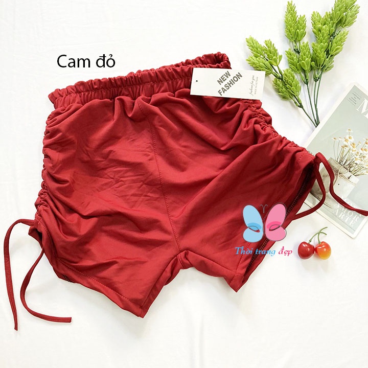 Quần đùi nữ Freesize từ 45-55kg, quần short nữ thể thao, mặc nhà thun trơn rút dây - QU70