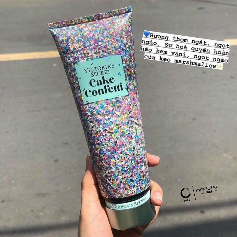 Dưỡng Thể 🌸𝑭𝒓𝒆𝒆𝒔𝒉𝒊𝒑🌹 Dưỡng Thể Nước Hoa Victoria's Secret Lotion 236ml 🧁 CAKE CONFETTI 🧁 Body Mist - Xịt Thơm Body