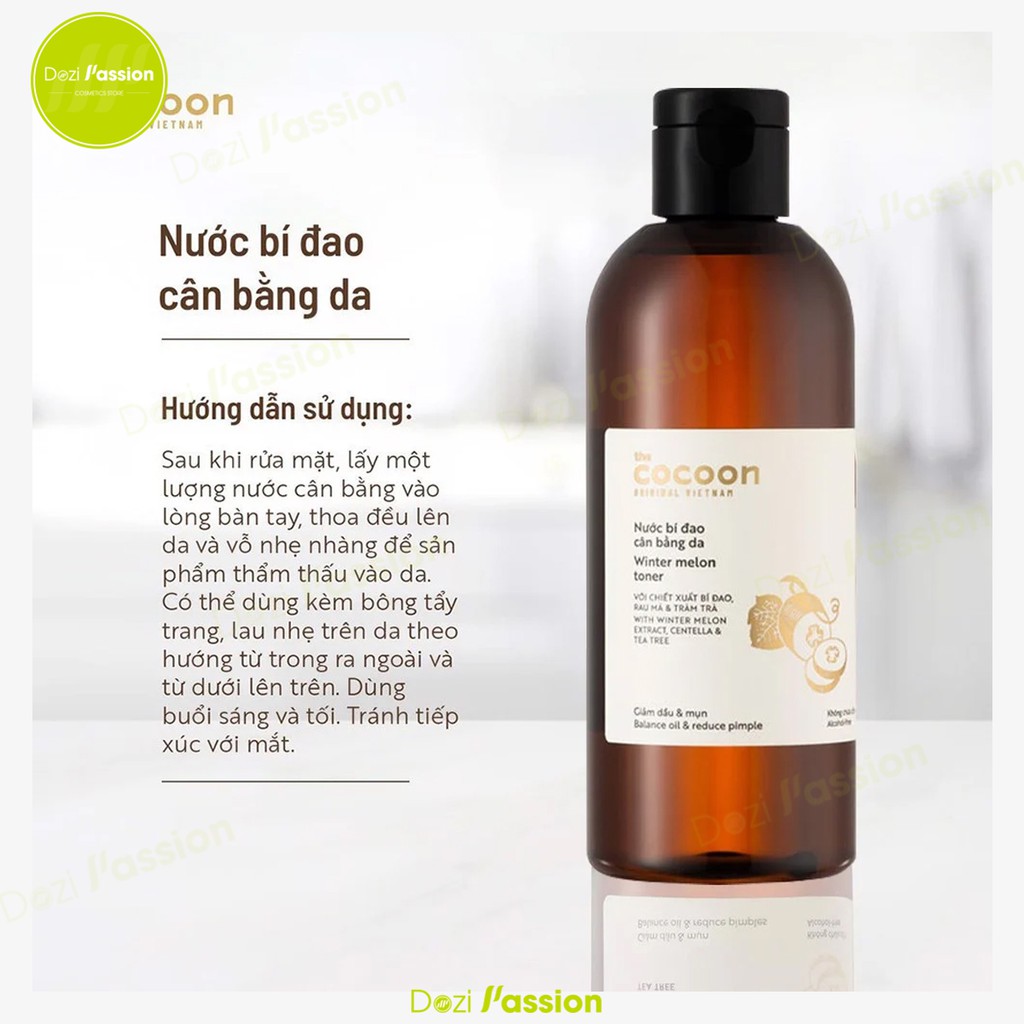 Toner Cocoon Chiết Xuất Bí Đao Cân Bằng Da, Dưỡng Ẩm, Se Khít Lỗ Chân Lông - Cocoon Winter Melon Toner 140/310ml