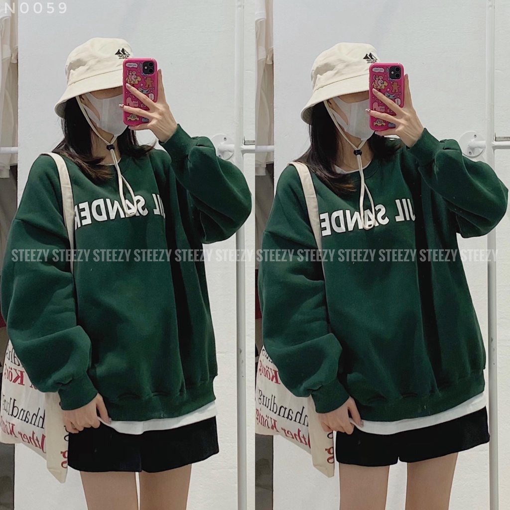 [N0059] Áo sweater nỉ bông cổ tròn in chữ JIL SANDER form rộng (Có sẵn/Ảnh thật)