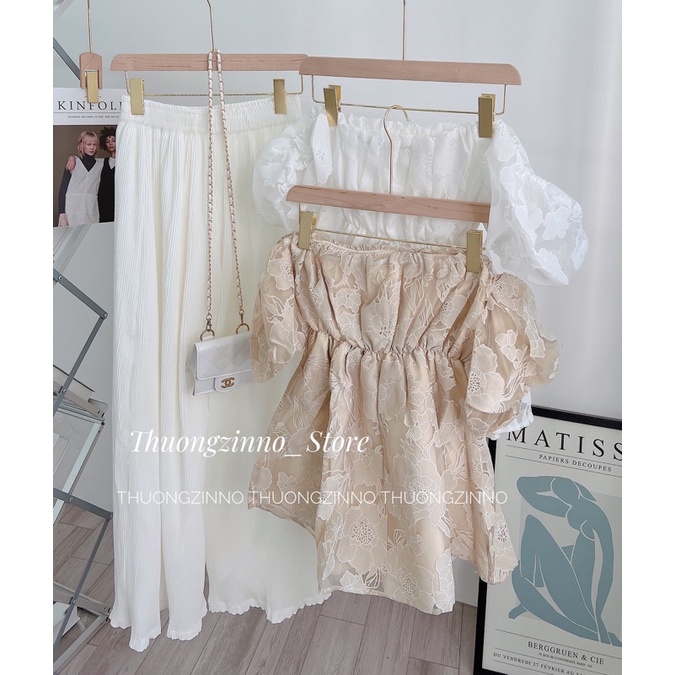 [Ảnh thật/Video] ÁO TRỄ VAI Laika HOA CHÌM Chiết eo tiểu thư