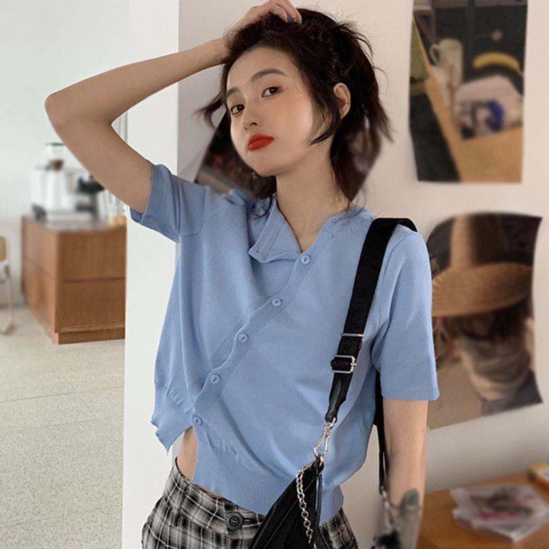 Áo Len Lửng Ngắn Tay Phong Cách Hàn Quốc Dành Cho Nữ