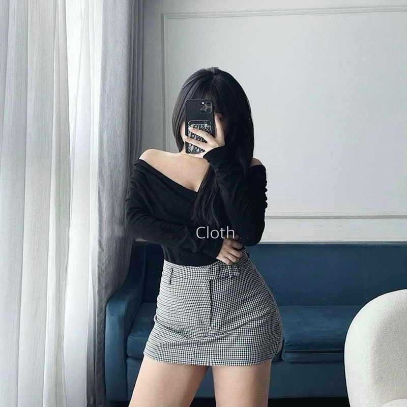 Áo Trễ Vai Đáp Chéo Ngực Dài Tay Chất Co Giãn AP037- Lolla_Fashion