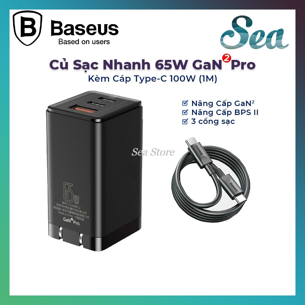 Củ Sạc 65W [GaN5] Baseus Sạc Cho Laptop Mac