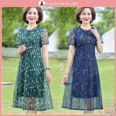 M D Ti C TRUNG Ni N D Ng D I Mới - ĐẦM Voan Hoa DÀI Qua Gối Cỡ Lớn Thời Trang Mùa Hè Cho Mẹ Và Người Lớn Tuổi