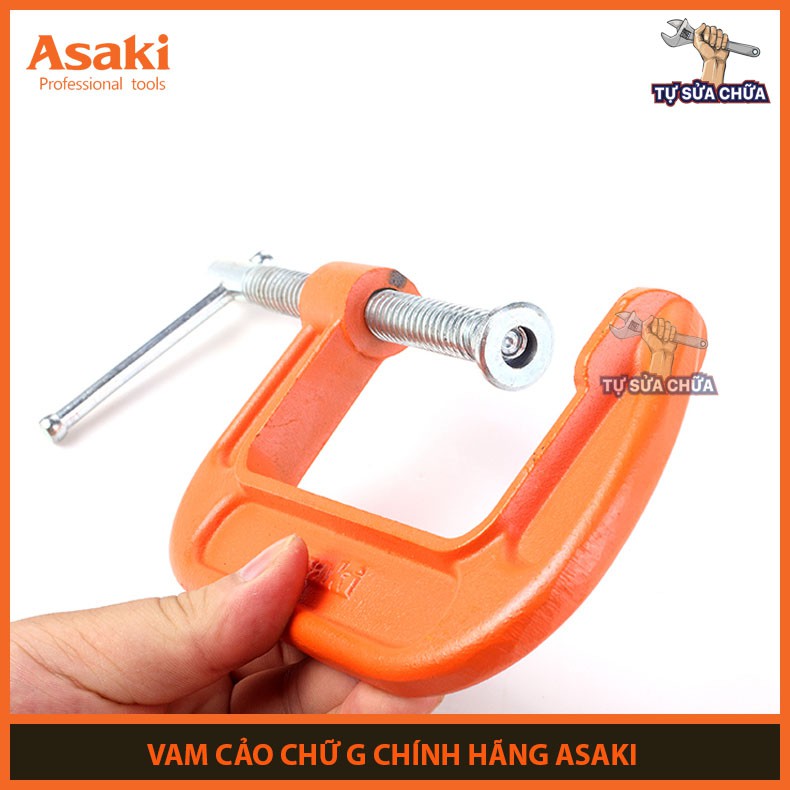 Vam chữ G kẹp gỗ 5 inch- 125mm chính hãng ASAKI AK-6264 (Cảo chữ C)