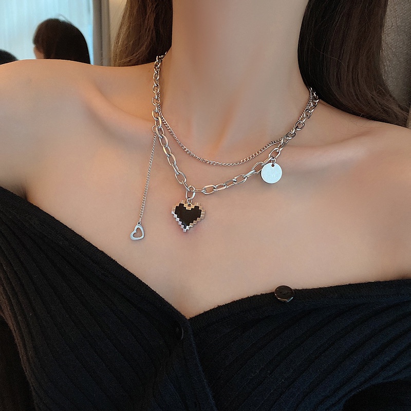 Vòng cổ Nhiều Lớp Mặt Hình Trái Tim/ Bướm/ Gấu/ Chữ Cái Phong Cách Hàn Quốc Thời Trang Cho Nữ
