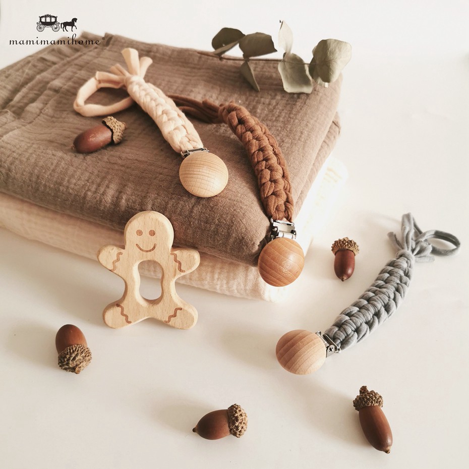 Nút ngậm đồ chơi MAMIMAMIHOME bằng cotton thiết kế dây bện đáng yêu dành cho trẻ nhỏ