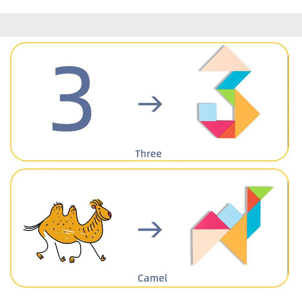 Đồ Chơi Cho Bé Xếp Hình Gỗ Tangram Nam Châm Có Kèm Sách, Đồ Chơi Thông Minh Cho Bé Tư Duy Phát Triển Trí Tuệ