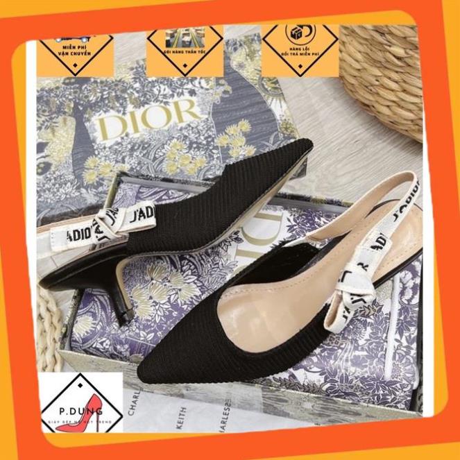 Giày cao gót, Guốc dior gân 6p quai chữ fullbox, bill, túi giấy sz 35-38 quai chữ điệu 😊