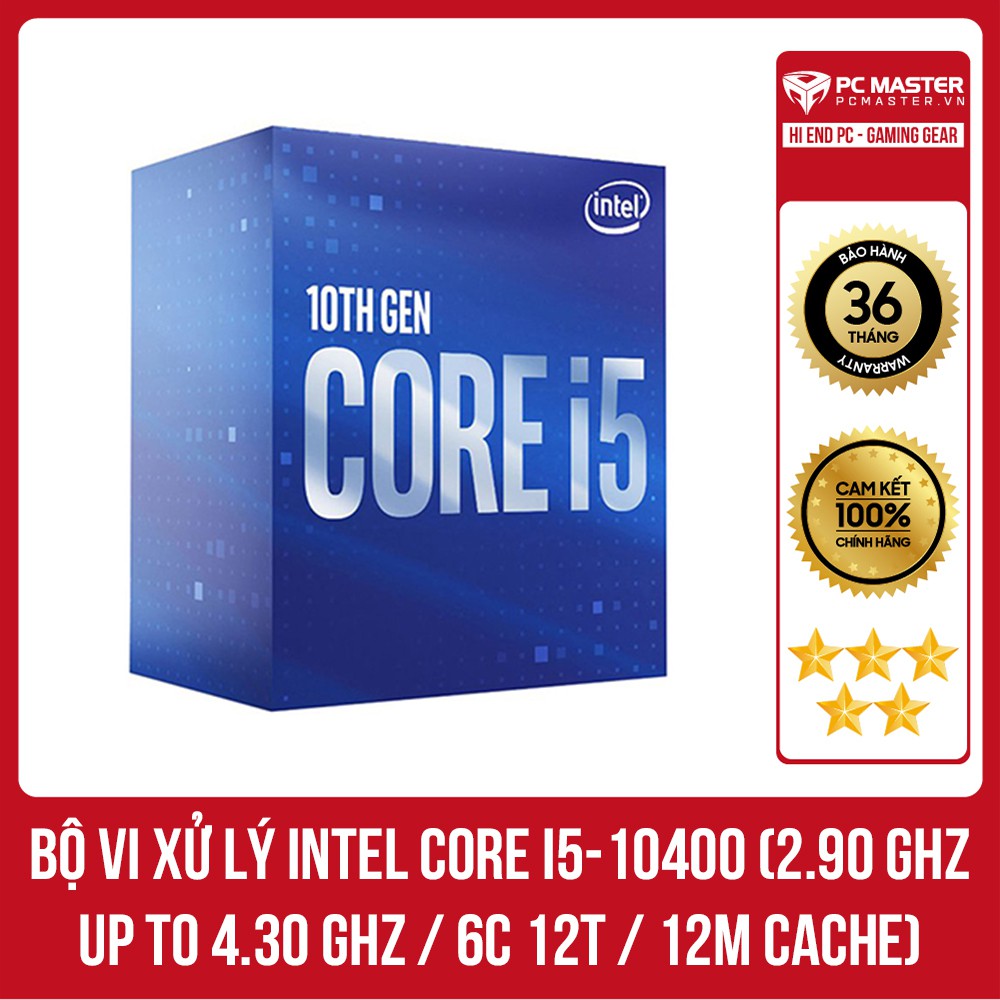 Bộ vi xử lý Intel Core i5-10400 (2.90 GHz up to 4.30 GHz / 6C 12T / 12M Cache) - Hàng New Fullbox