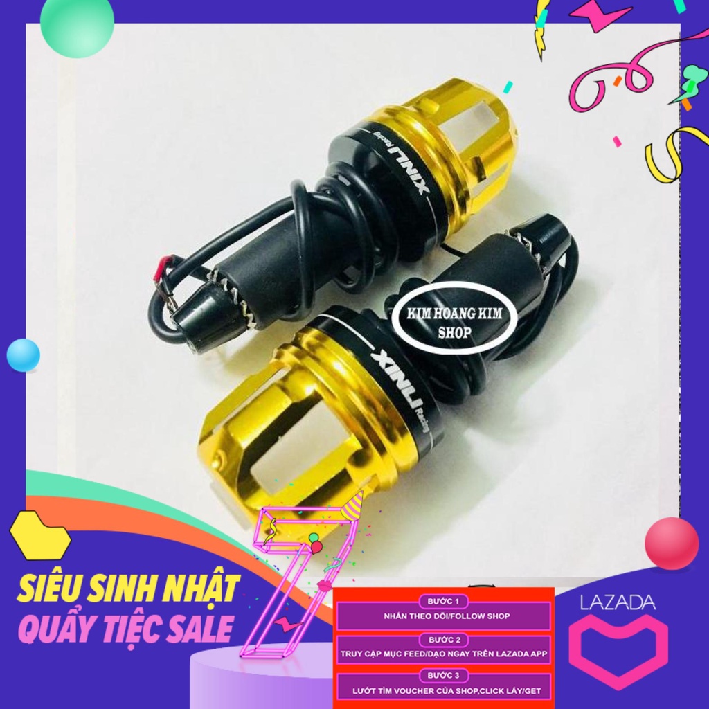 Gù tay lái đèn Led 5 cạnh gắn các loại xe máy,moto,pkl (màu vàng)