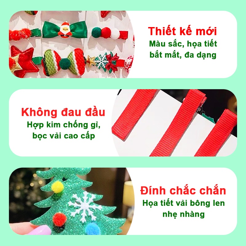 [HB Gift] Set 5 Kẹp tóc Noel nhiều họa tiết đáng yêu BBShine