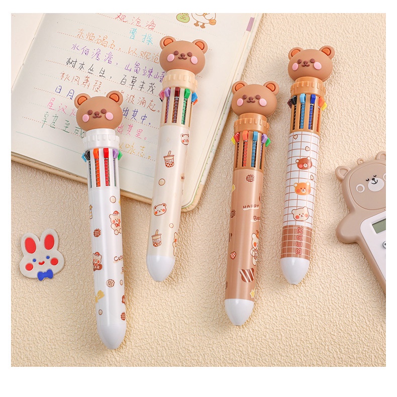 Combo 3 bút bi bấm gấu cute 10 màu dễ thương