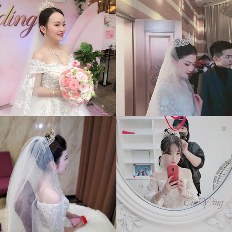 GETNOIVAS Vương Miện Hợp Kim Đính Kim Cương Giả Đơn Giản Cho Cô Dâu