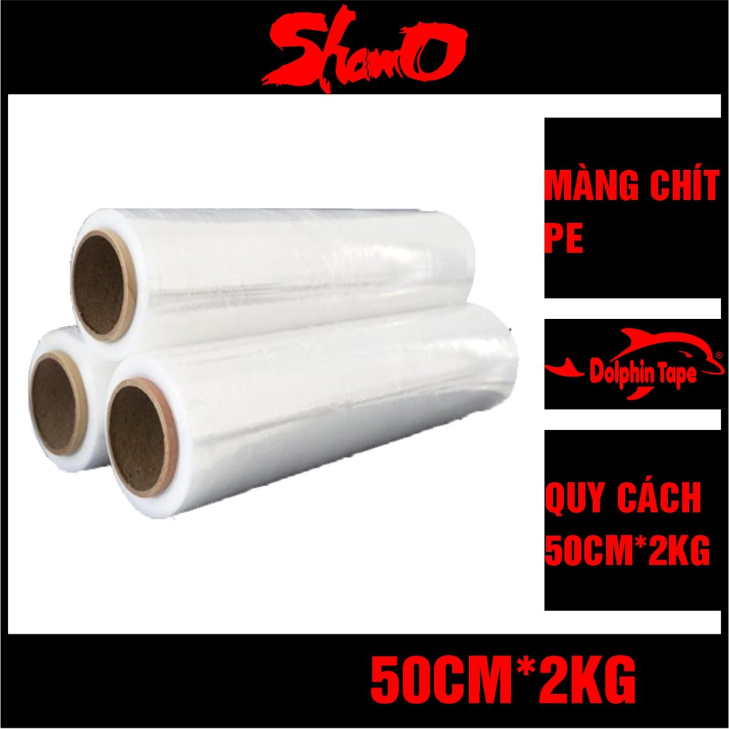 [2kg x 50cm] Màng chít PE – Chuyên dùng cuốn bọc hàng hóa – Dính và dai chắc – Rộng 50Cm x 2Kg/cuộn