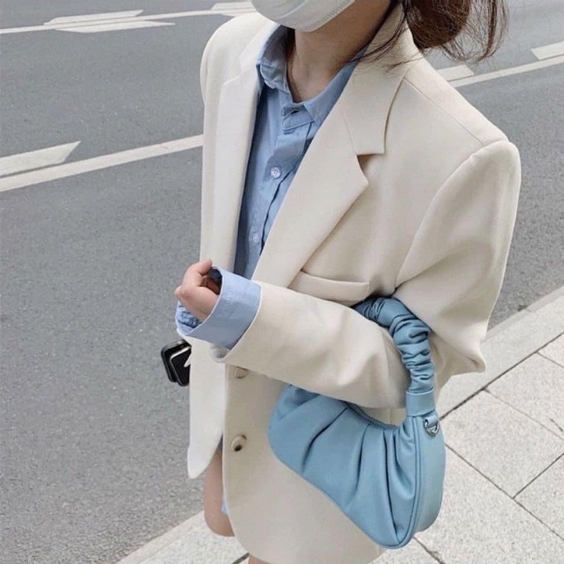 Áo blazer, vest nữ dài tay 2 lớp màu nâu tây, đen có đệm vai cá tính phong cách Hàn Quốc closet | BigBuy360 - bigbuy360.vn