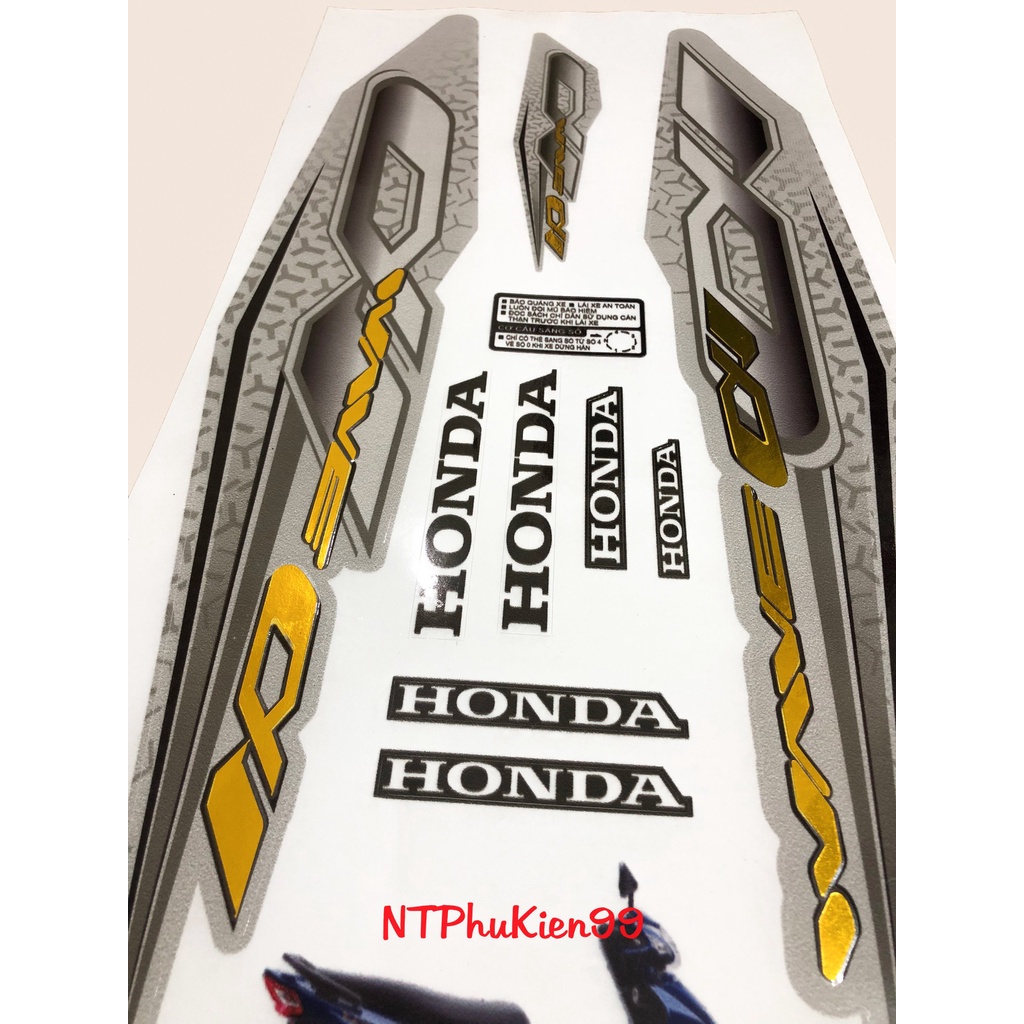 Tem Wave Zin GHÉP CROM Màu Đen Bạc Dán cho Wave 50cc-100cc-110cc