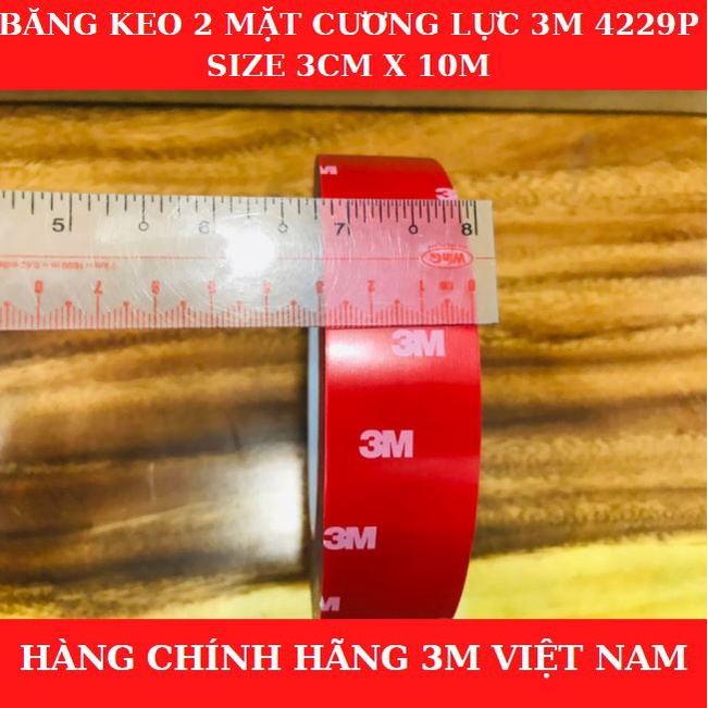 Băng keo cường lực siêu dính 3M 4229P, băng keo 2 mặt, chịu lực, chịu nhiệt, chống nước