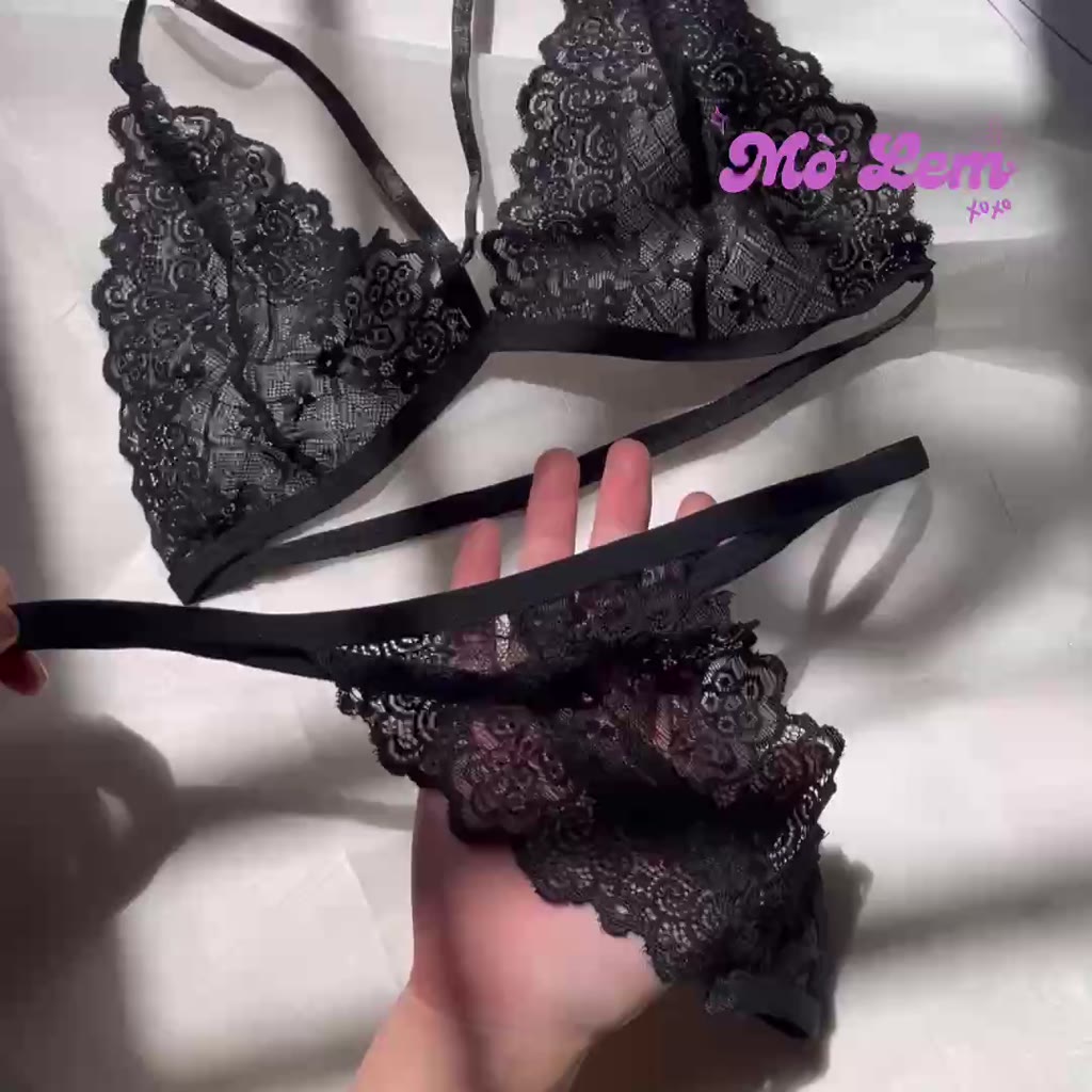 Set nội y đồ lót sexy gồm bra yếm ren và quần lót dây | Molembodycare | BigBuy360 - bigbuy360.vn