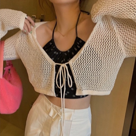 Áo khoác cardigan dệt kim ZHELIHANGFEI chống nắng dáng ngắn thời trang