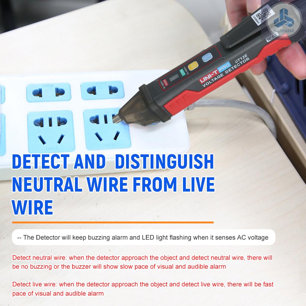 Bút thử điện UNI-T UT12E AC có báo động bằng âm thanh và ánh sáng và đèn pin LED