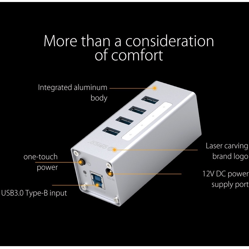Hub chuyển đổi ORICO A3H10-V2 chia 10 cổng USB 3.0 tiện lợi