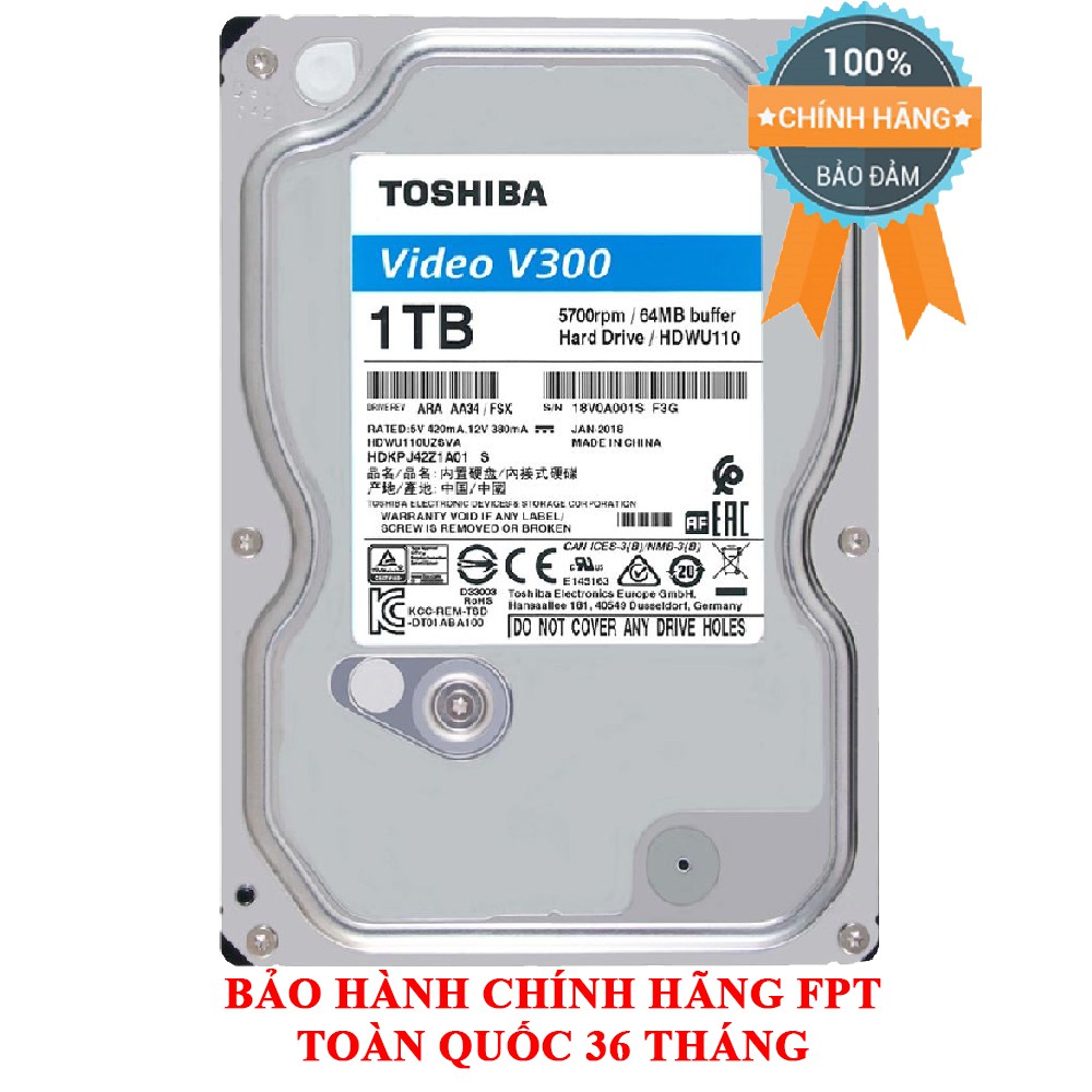 Ổ cứng 1TB TOSHIBA chuyên Camera bảo hành FPT 36 tháng | WebRaoVat - webraovat.net.vn