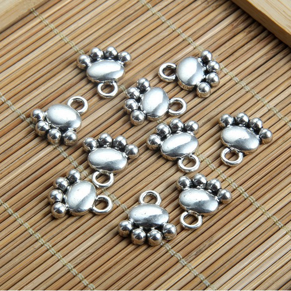 Bộ 10 Mặt Dây Chuyền Hình Chân Mèo Bằng Hợp Kim Dễ Thương DIY