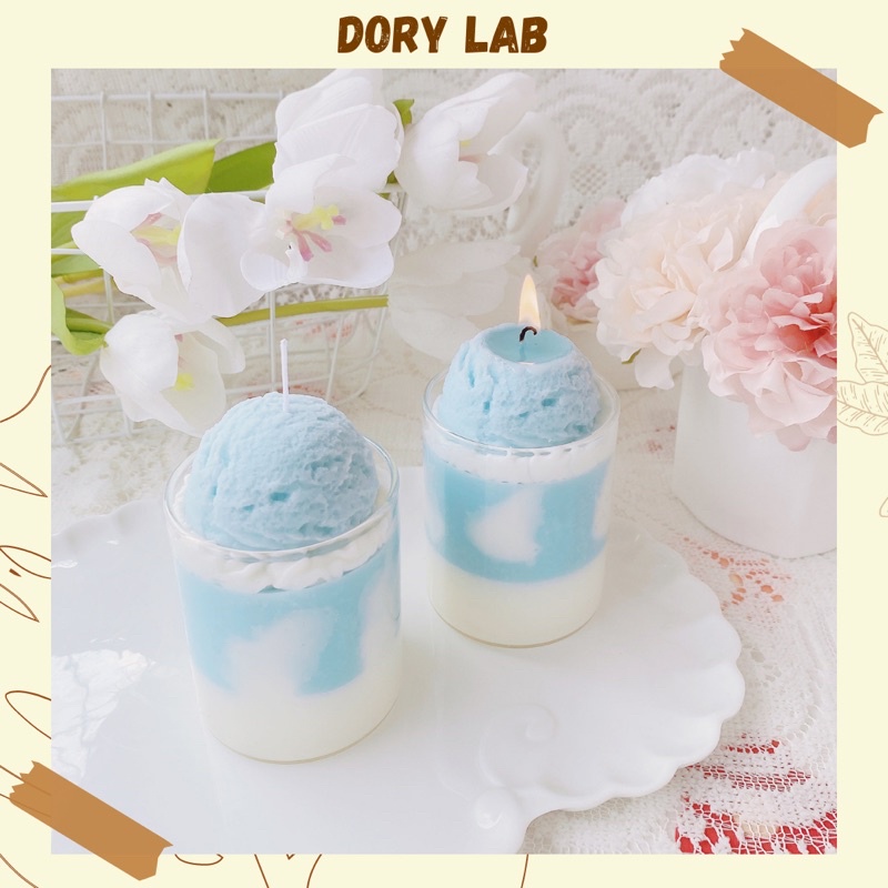 Nến Thơm Ly Viên Kem Bầu Trời Handmade Giúp Thư Giãn - Dory Lab