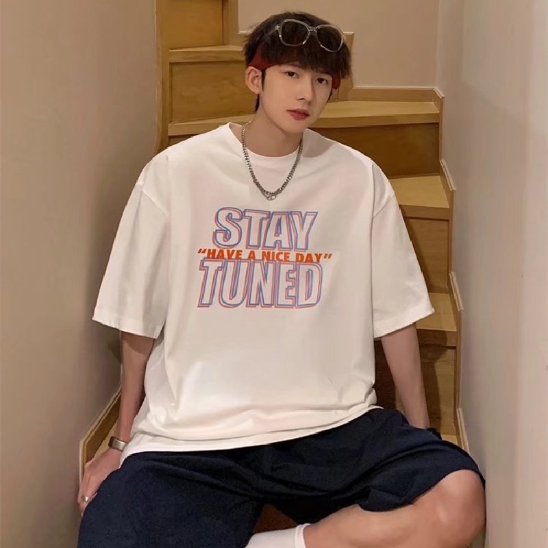 Áo Thun Dáng Rộng In Chữ Phong Cách Hip Hop Đường Phố Hàn Quốc Thời Trang Mùa Hè Cho Nam