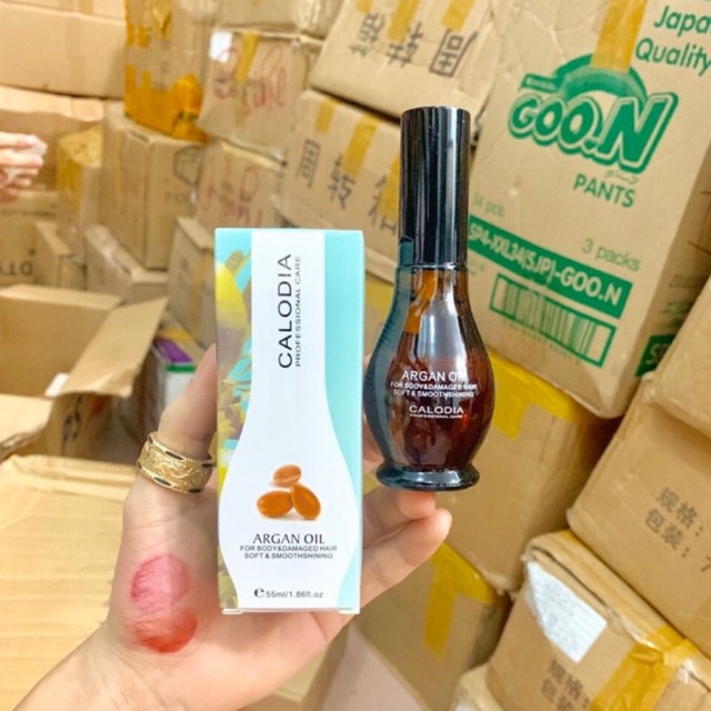 TINH DẦU TINH DẦU CALODIA ARGAN OIL DƯỠNG BÓNG TÓCKHỬ MÙI THUỐC 55ML