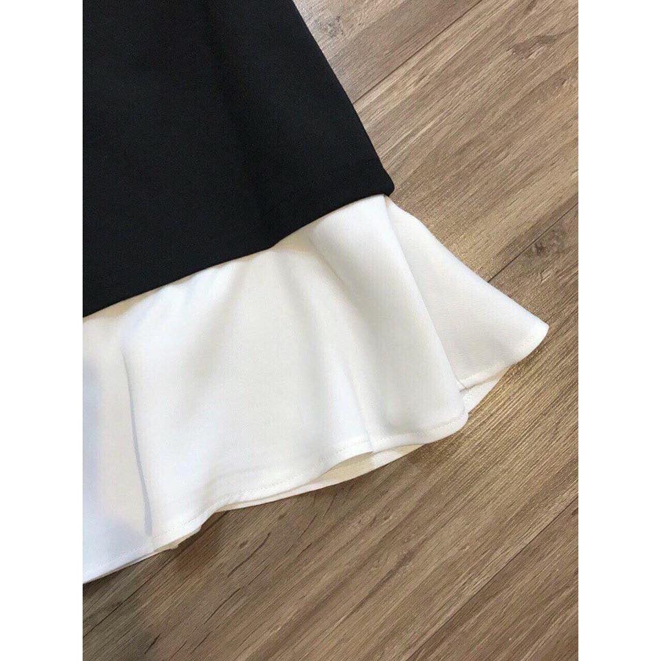 MYC 1266 Váy Bầu Đen Phối Trắng Điệu Đà