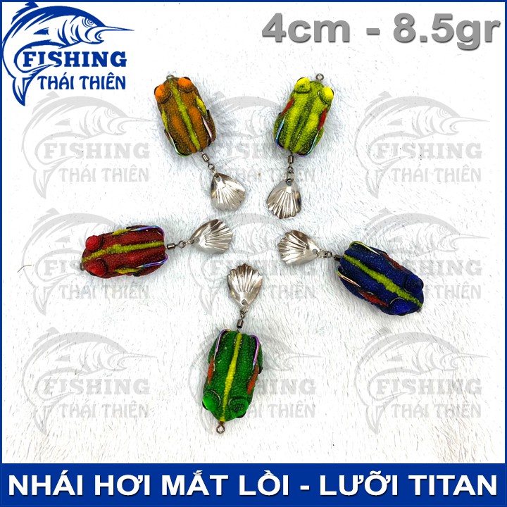 Mồi Giả Câu Cá Lóc Nhái Hơi Mắt Lồi Lưỡi Titan Thái Lan Siêu Nhạy Cá 4cm 8.5gr