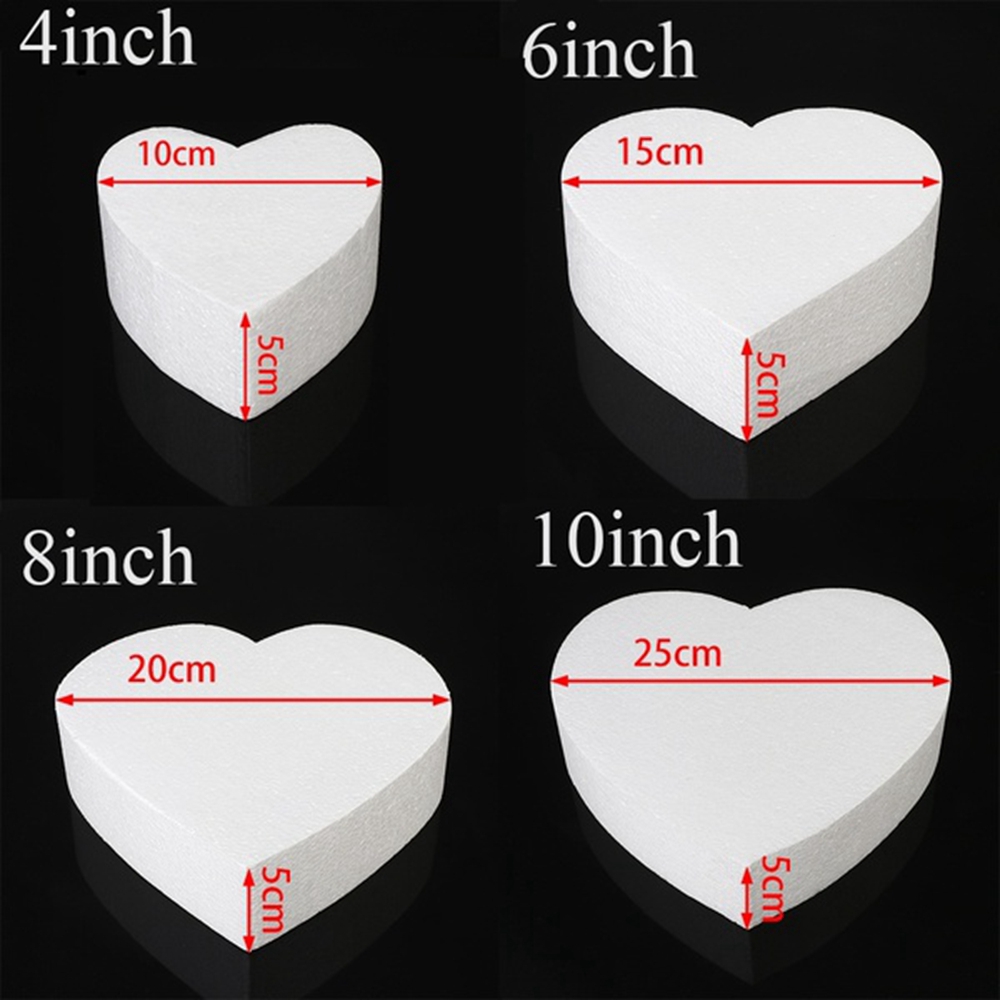 Bánh giả hình trái tim bằng xốp dùng tập trang trí bánh