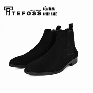 Giày nam chelsea boot da bò thật TEFOSS HT350 size 38-44- Da lộn đen