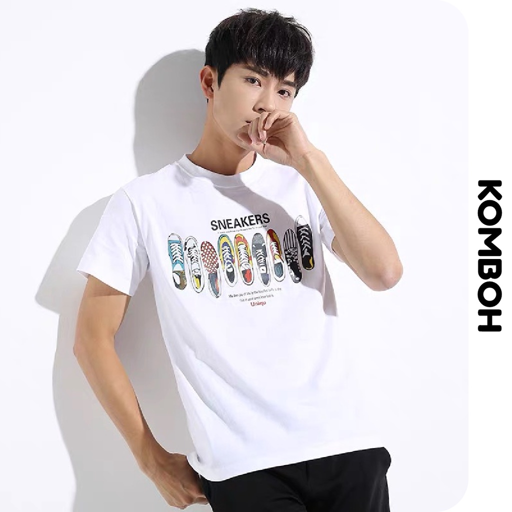 Áo thun tay lỡ KOMBOH phông Unisex nam nữ oversize form rộng SNEAKERS - A17