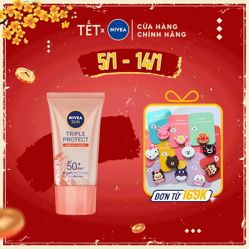 Kem Chống Nắng Dưỡng Da Kiểm Soát Nhờn Mụn NIVEA SUN Triple Protect Acne Oil Control SPF50+ PA+++ 40ML - 85545