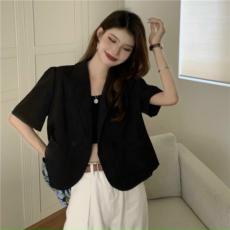Áo Blazer ngắn tay bồng 2 cúc