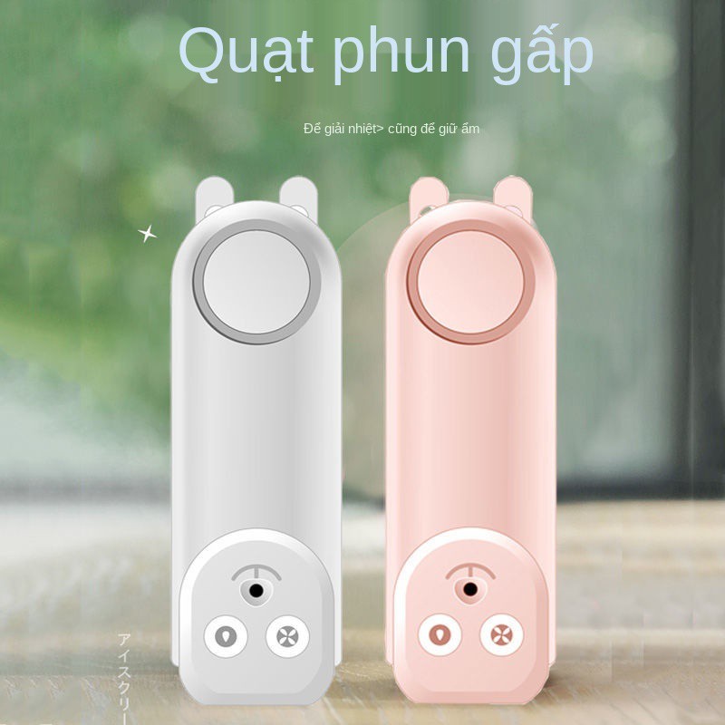 USB đa năng quạt nhỏ đồng hồ nước phun sương tạo ẩm đèn pin sạc học sinh điện im lặng