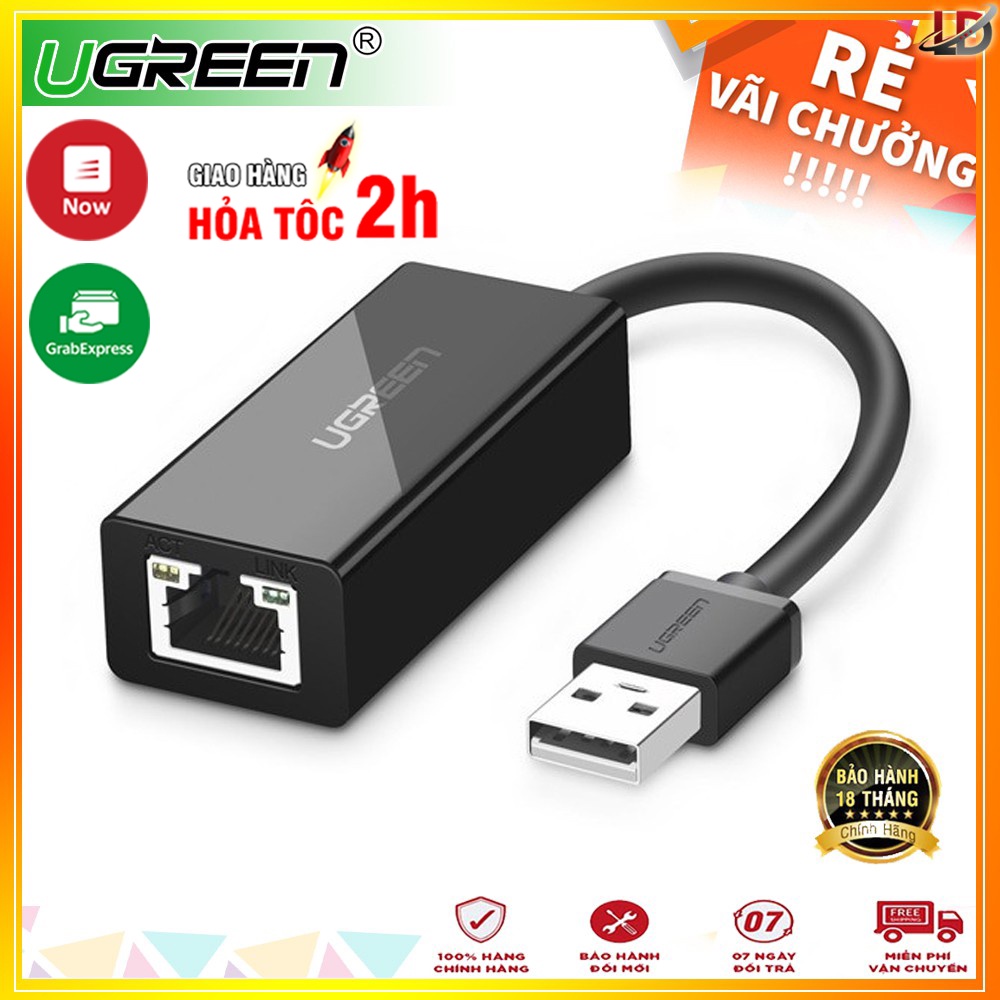 Cáp USB 2.0 sang mạng LAN Ethernet Ugreen 20254 chính hãng