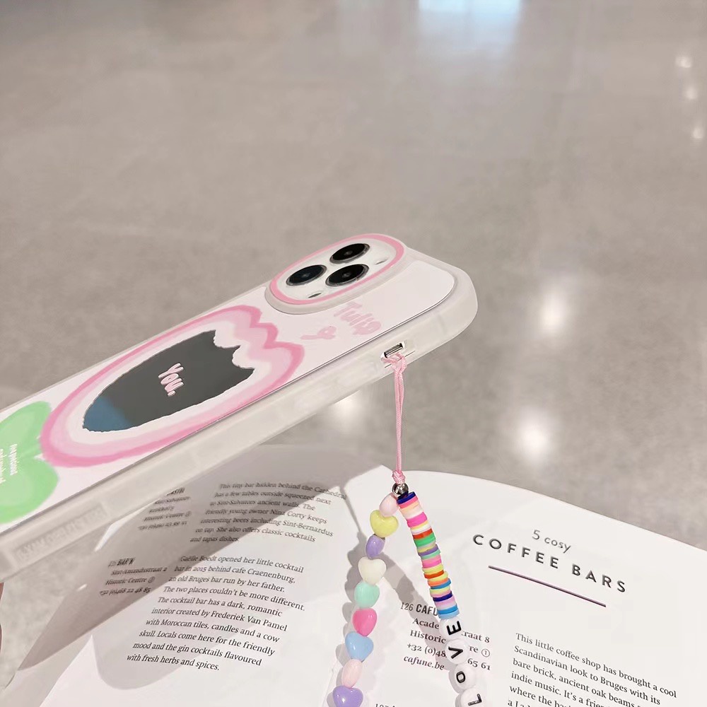 Ốp Điện Thoại tpu Dẻo Họa Tiết Hoa Tulip Kèm Vòng Đeo Tay Cho Iphone 12 pro max 11 pro max xs max xr x 13promax 7plus